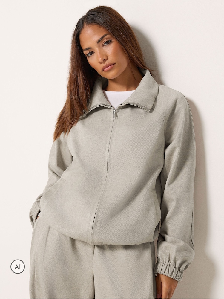 PixieGirl Petite Natural Brushed Funnel Neck Hoodie & Joggers Set - Image 2 of 6 PixieGirl Petite Natural Brushed Funnel Neck Hoodie & Joggers Set - Image 2 of 6