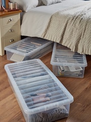 Wham Set of 3 Clear Crystal 42L Plastic Storage Under Bed Box & Lid - Image 1 of 4