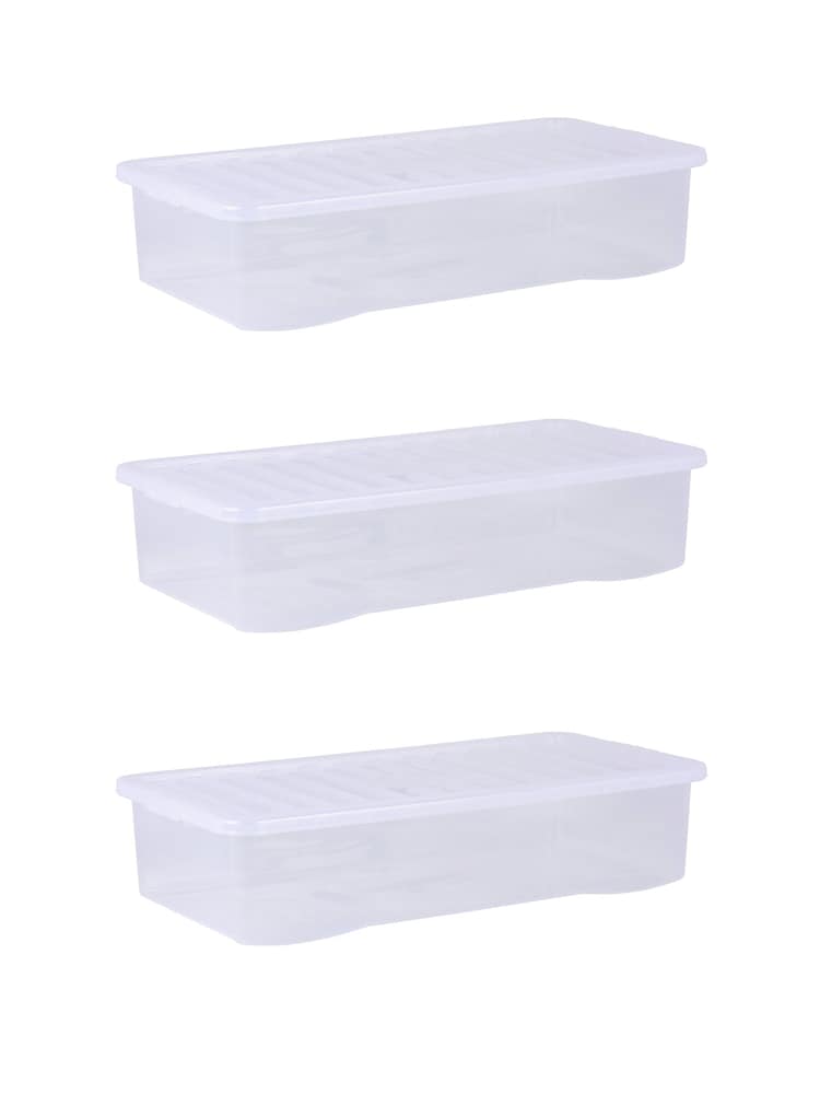Wham Set of 3 Clear Crystal 42L Plastic Storage Under Bed Box & Lid - Image 2 of 4