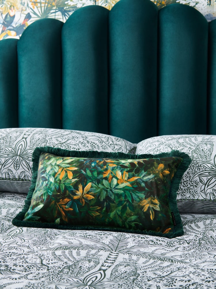 Clarke & Clarke Green Congo Velvet  Cushion - Image 1 of 4