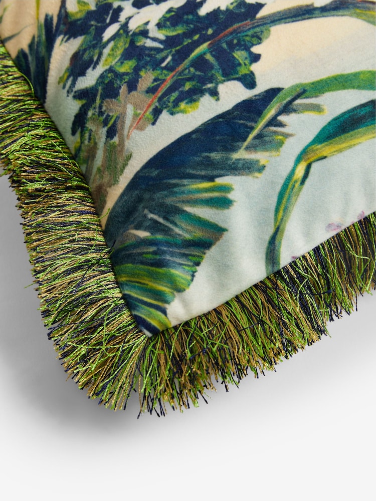 Clarke & Clarke Green Congo Velvet  Cushion - Image 4 of 4