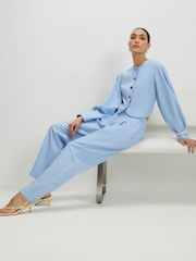 River Island Blue Linen Blend Tailored Barrel Trousers - Image 3 of 4