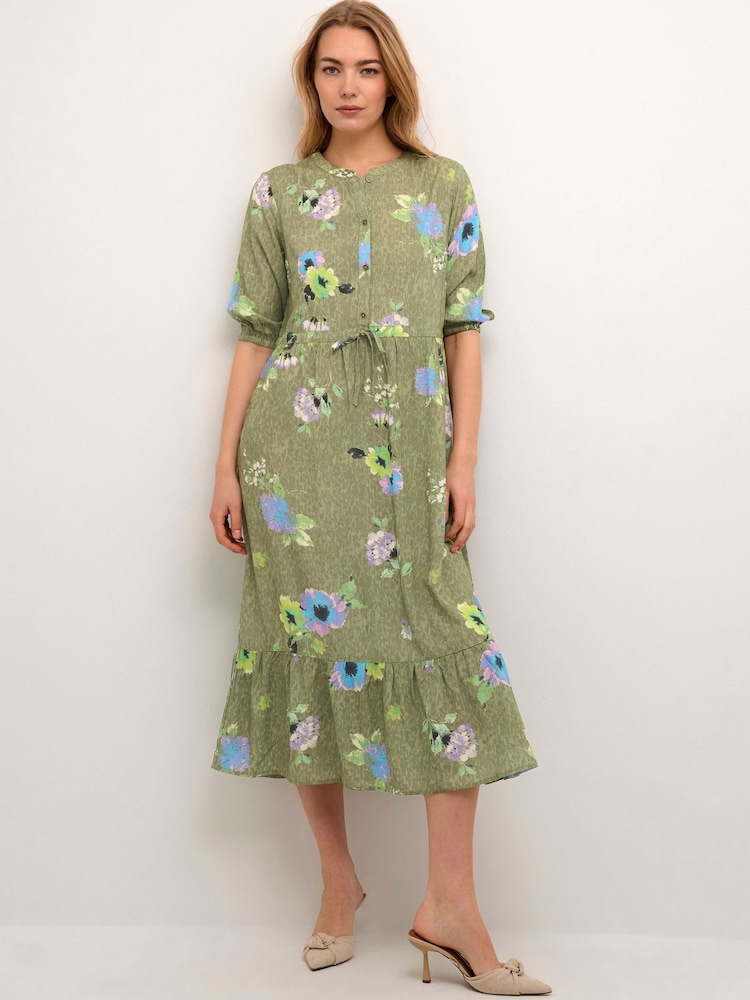 Cream Green Rosina Belted Maxi Dress - Image 1 of 6
