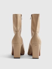 River Island Cream Square Heel Stretch Boots - Image 4 of 5