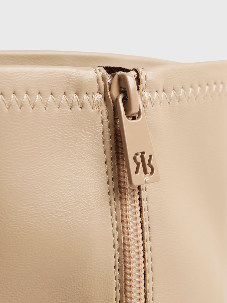 River Island Cream Square Heel Stretch Boots - Image 5 of 5 River Island Cream Square Heel Stretch Boots - Image 5 of 5