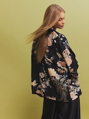 River Island Black Floral Print Kimono - Image 2 of 4