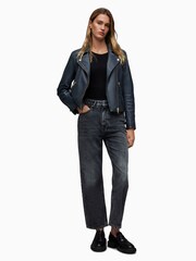 AllSaints Blue Dalby Biker Jacket - Image 3 of 6
