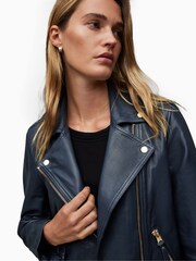 AllSaints Blue Dalby Biker Jacket - Image 5 of 6