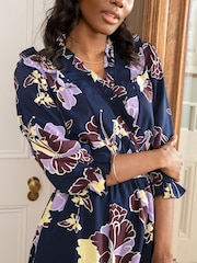 Pour Moi Navy Floral Print Maggie Dress - Image 3 of 5