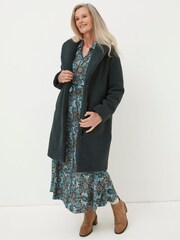 FatFace Green Mylah Teddy Longline Coat - Image 1 of 4