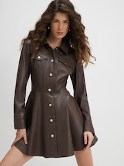 River Island Brown Long Sleeve Skater Mini Dress - Image 1 of 4