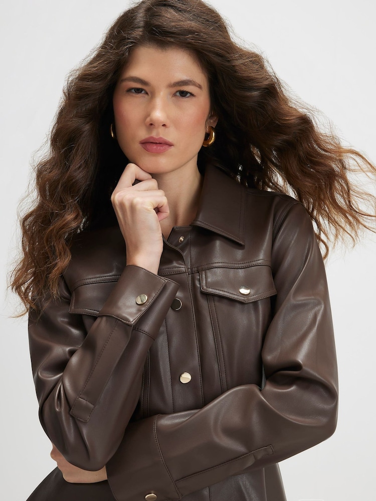 River Island Brown Long Sleeve Skater Mini Dress - Image 4 of 4 River Island Brown Long Sleeve Skater Mini Dress - Image 4 of 4