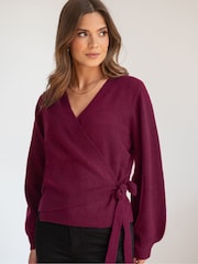 Pour Moi Burgundy Red Elle Knit Ballet Jumper - Image 1 of 4