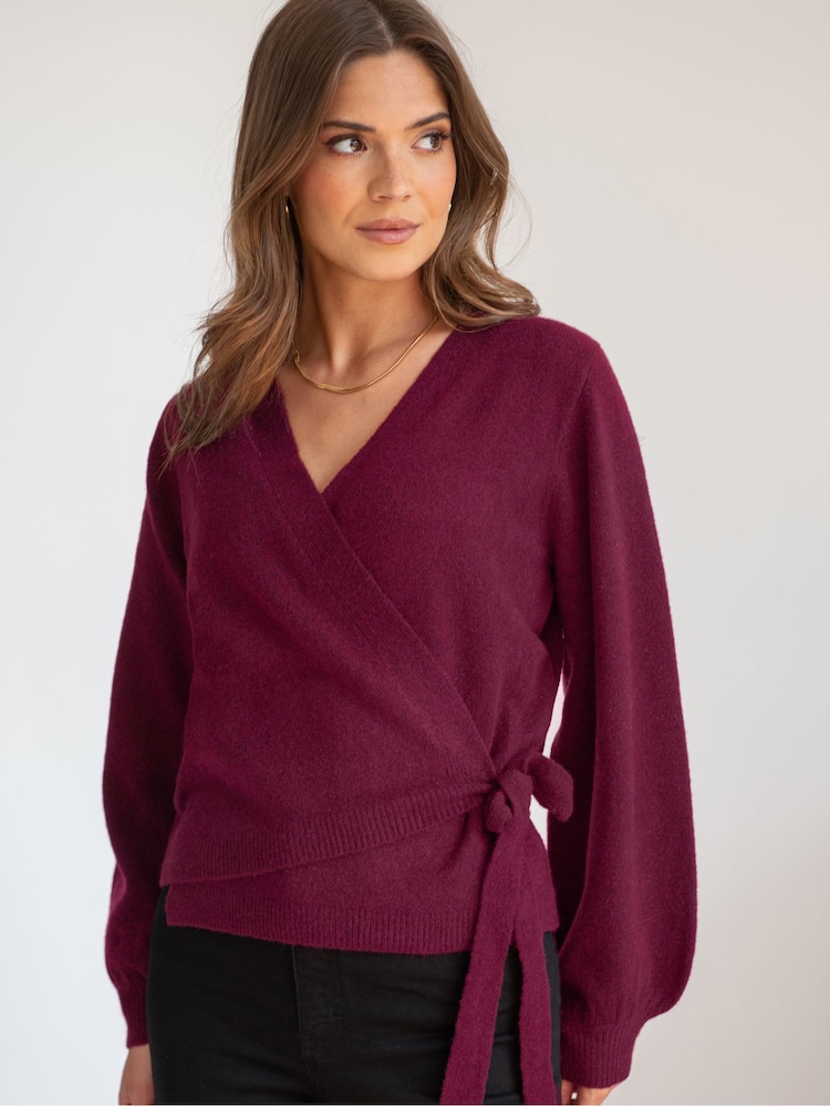 Pour Moi Burgundy Red Elle Knit Ballet Jumper - Image 1 of 4