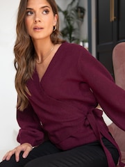 Pour Moi Burgundy Red Elle Knit Ballet Jumper - Image 2 of 4
