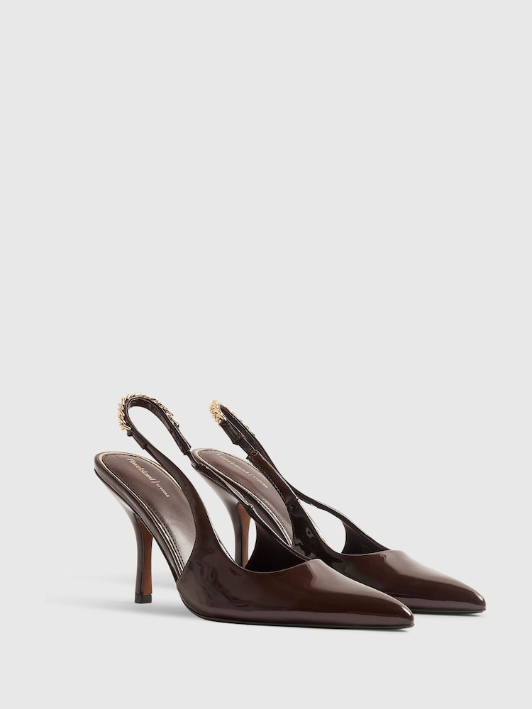 River Island Patent Slingback Chain Court Heels - Attēls 2 no 6 River Island Patent Slingback Chain Court Heels - Attēls 2 no 6
