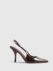 River Island Patent Slingback Chain Court Heels - Attēls 3 no 6