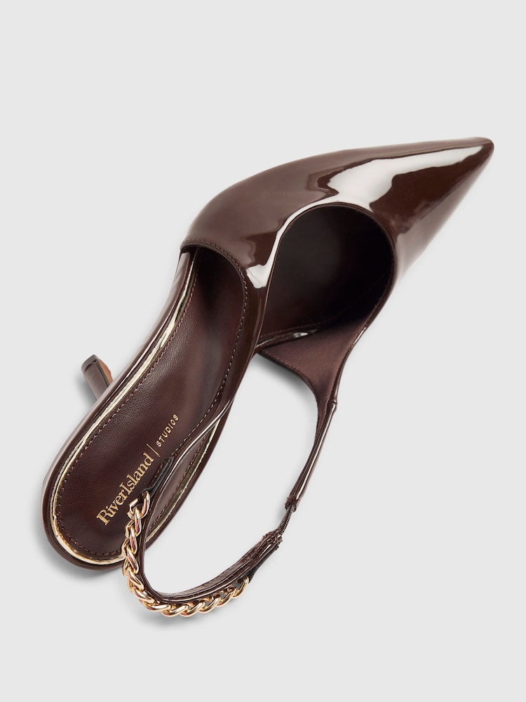 River Island Patent Slingback Chain Court Heels - Attēls 6 no 6 River Island Patent Slingback Chain Court Heels - Attēls 6 no 6
