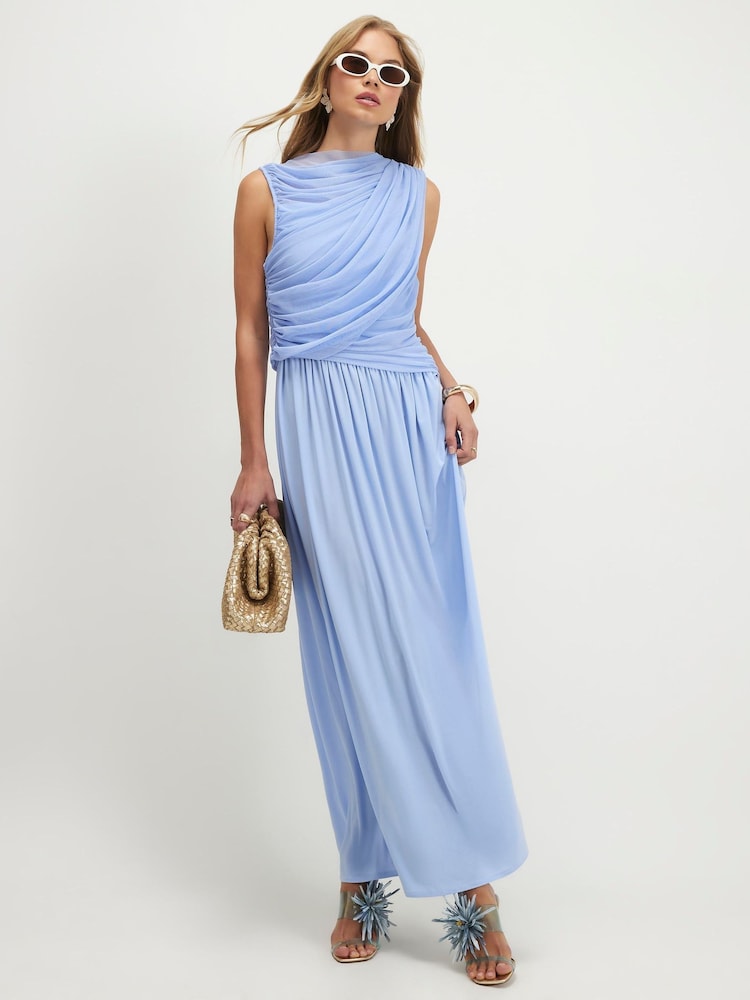 River Island Blue Drape Maxi Dress - Image 1 of 4 River Island Blue Drape Maxi Dress - Image 1 of 4