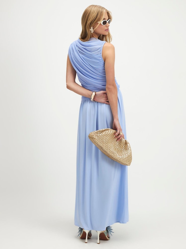 River Island Blue Drape Maxi Dress - Image 2 of 4 River Island Blue Drape Maxi Dress - Image 2 of 4