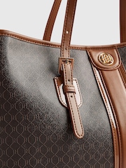 River Island Brown Stripe Buckle Monogram Shopper Bag - Image 4 of 4