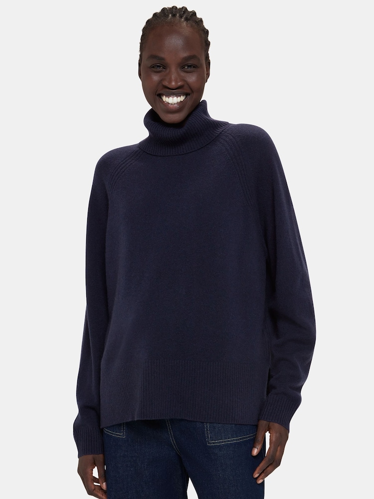 Whistles Blue Cashmere Roll Neck Jumper - Image 1 of 5