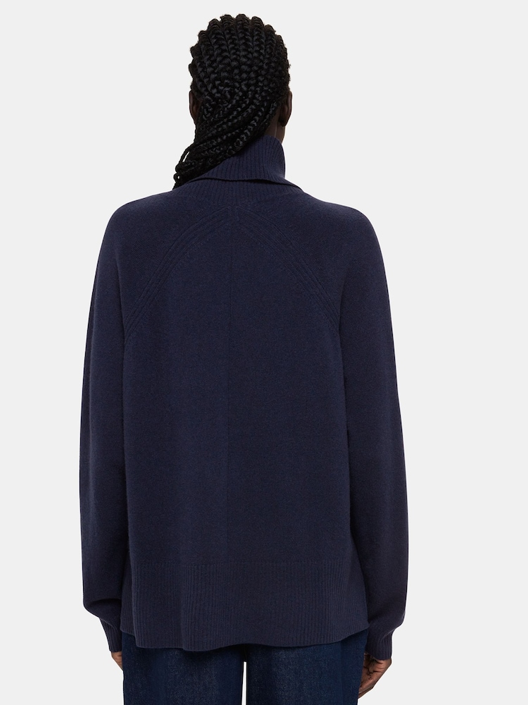 Whistles Blue Cashmere Roll Neck Jumper - Image 2 of 5