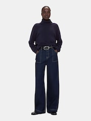 Whistles Blue Cashmere Roll Neck Jumper - Image 3 of 5