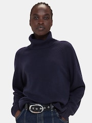 Whistles Blue Cashmere Roll Neck Jumper - Image 4 of 5
