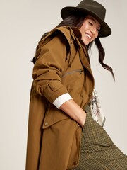 Joules Canter Rust Brown Shower Resistant Long Wax Jacket - Image 4 of 8