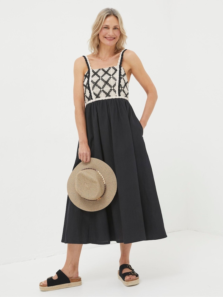 FatFace Clea Black Crochet Beach Dress - Image 2 of 6