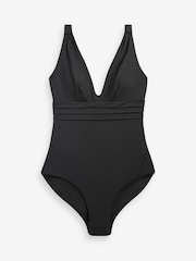 Noir/Animal - Lot de 2 maillots de bain gainants à décolleté plongeant - Image 2 of 8