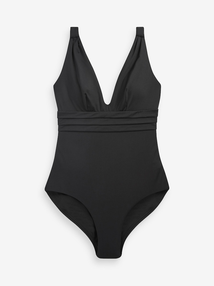 Noir/Animal - Lot de 2 maillots de bain gainants à décolleté plongeant - Image 2 of 8