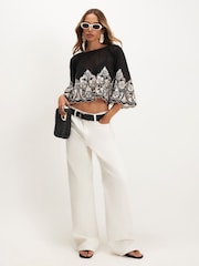 River Island Black Lace Cutwork Cape Top - Image 2 of 4