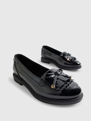 River Island Black Patent Bow Fringed Loafers - Image 5 of 6