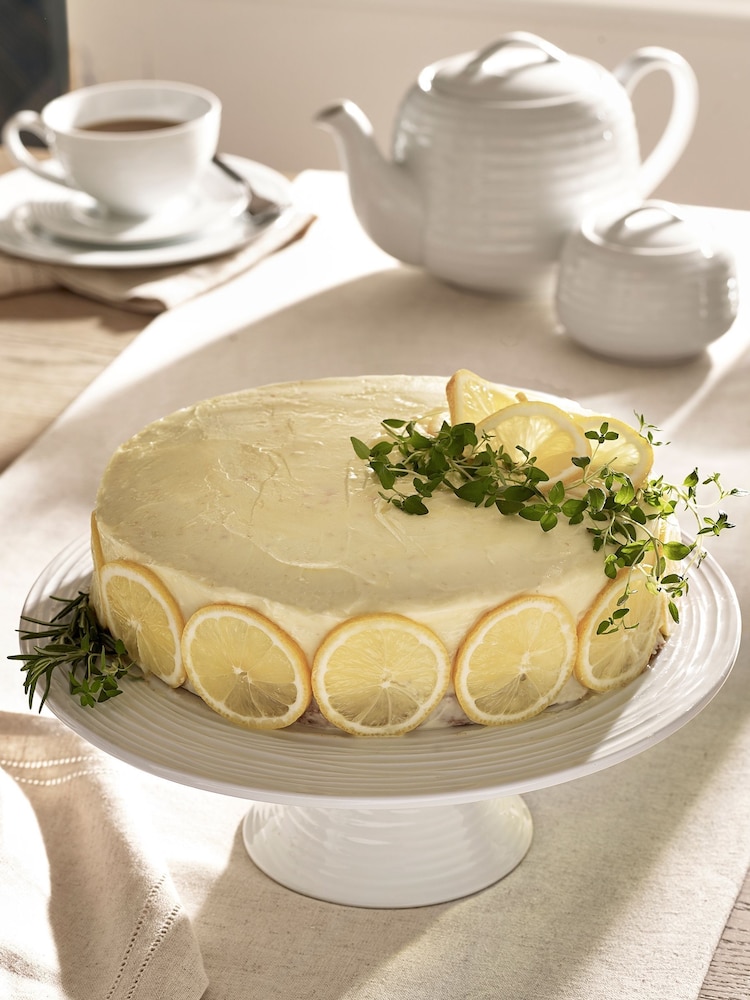 White Malvern Embossed Cake Stand - Image 1 of 3