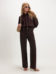 River Island Brown Tie Neck Blouse - Image 3 of 4