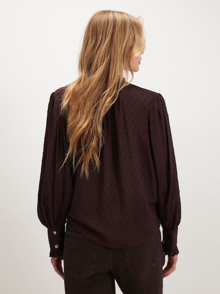 River Island Brown Tie Neck Blouse - Image 4 of 4 River Island Brown Tie Neck Blouse - Image 4 of 4
