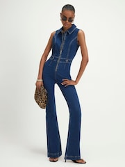 River Island Blue Sleeveless Stretch Jumpsuit - Image 1 of 4