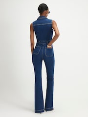 River Island Blue Sleeveless Stretch Jumpsuit - Image 2 of 4