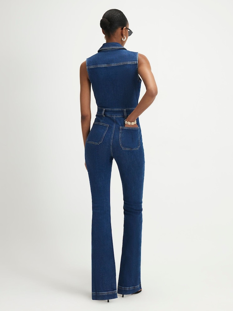 River Island Blue Sleeveless Stretch Jumpsuit - Image 2 of 4