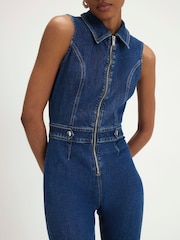 River Island Blue Sleeveless Stretch Jumpsuit - Image 4 of 4