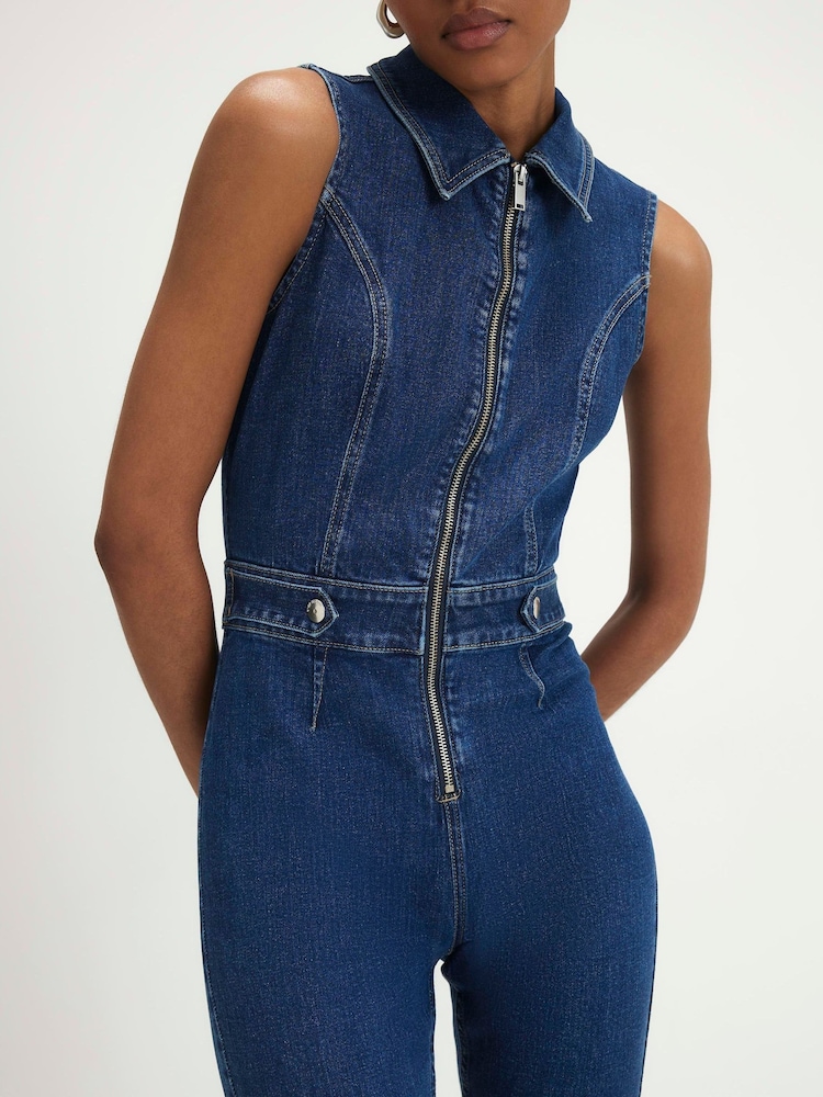 River Island Blue Sleeveless Stretch Jumpsuit - Image 4 of 4