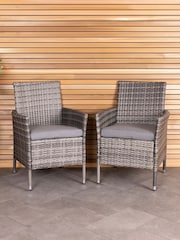Charles Bentley Grey Pair of Garden Rattan Dining Chairs - Image 1 of 5