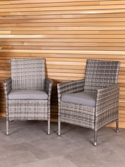 Charles Bentley Grey Pair of Garden Rattan Dining Chairs - Image 2 of 5