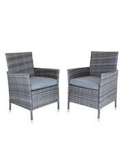 Charles Bentley Grey Pair of Garden Rattan Dining Chairs - Image 3 of 5