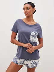 Blue Leaves Cotton Short Sleeve Pyjamas - Image 1 of 9