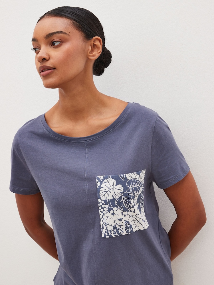 Blue Leaves Cotton Short Sleeve Pyjamas - Image 4 of 9