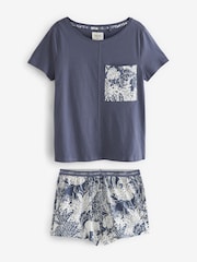 Blue Leaves Cotton Short Sleeve Pyjamas - Image 6 of 9