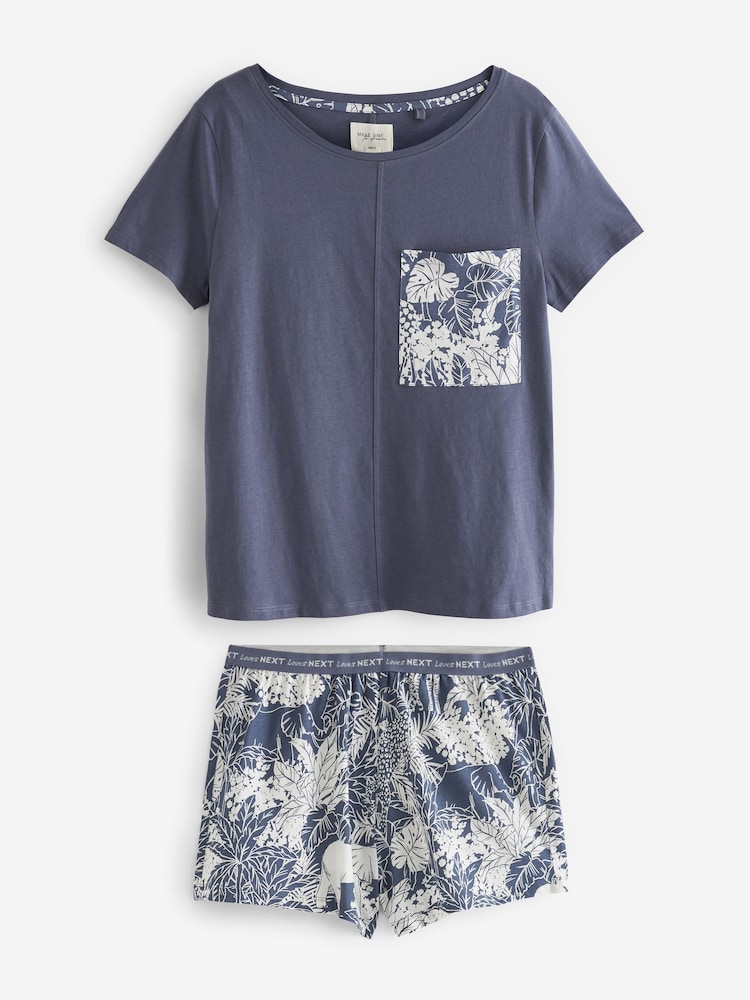 Blue Leaves Cotton Short Sleeve Pyjamas - Image 6 of 9